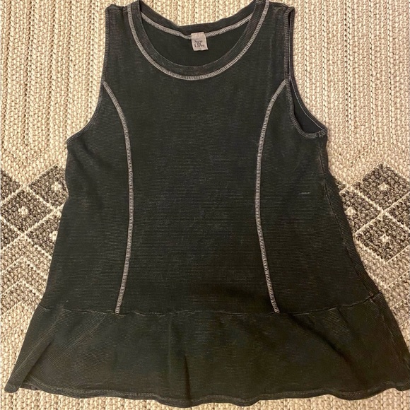 Sew In Love; small; women’s black washed out tank with slight ruffle at bottom - Picture 4 of 7
